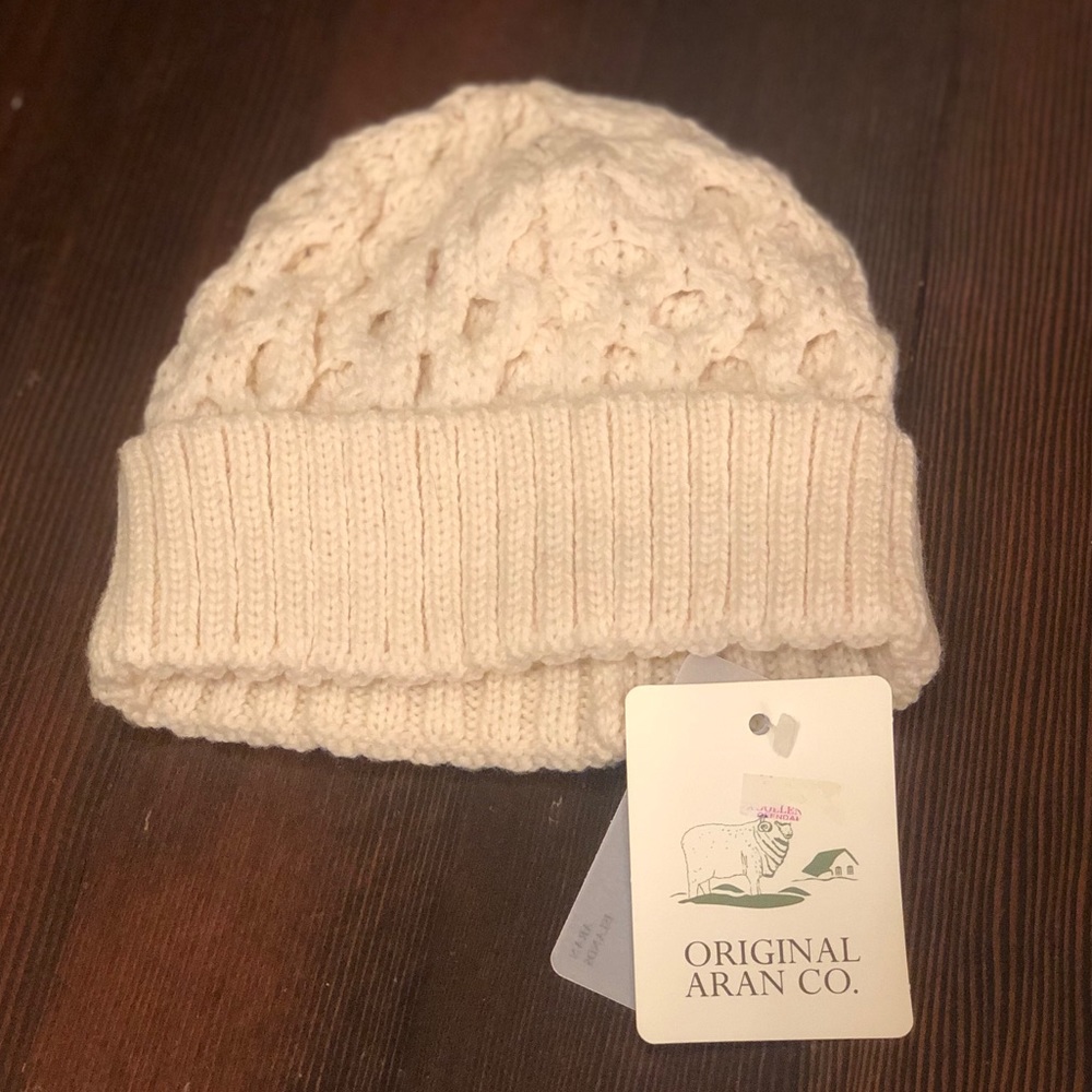 Knit Cream Cap From Ireland, NWT